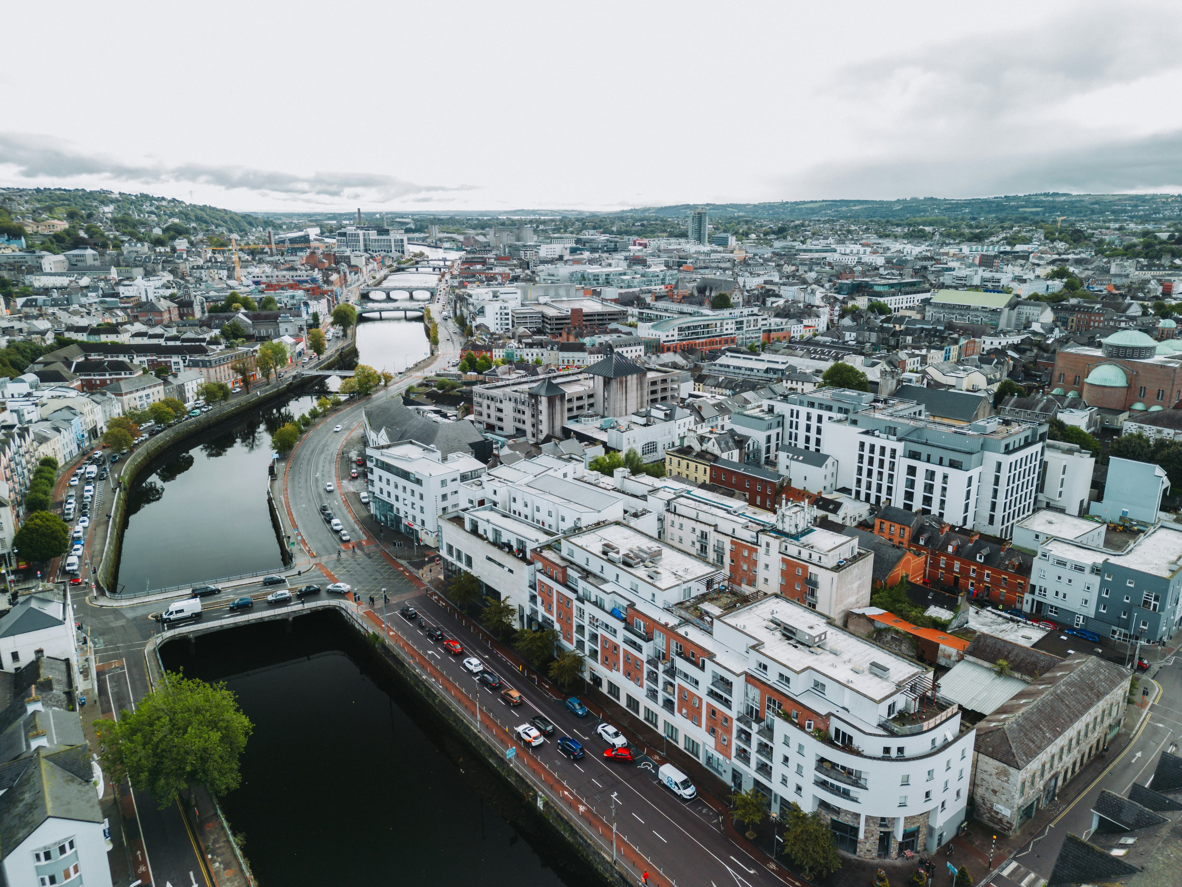 Cork city aerial view